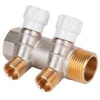 Коллектор латунный с регулирующими вентилями MVI 1"x1/2" 2 вых.