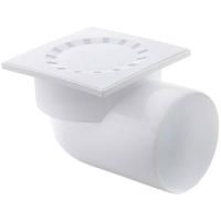 Трап Политэк Пайп 110 горизонтальный с пластиковой решеткой 150х150мм