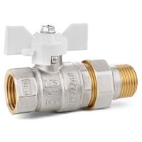 Кран шаровой латунный LD Pride 47.15.В-ГШ.Б (White) Ду 15 Ру 40 вн-американка, бабочка