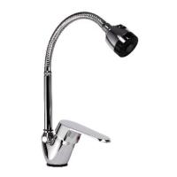 Смеситель АМУР д/кухни 40 мм quot;уткаquot;, п/г, гусак гофр.с 2-х аэрат, хром, L5102 (10) Арт. BY3010-B2