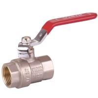 Кран VIEIR шаровый 1 1/2 ВВ, красная ручка, никель (24/4) VR200-05