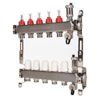 Коллектор Royal Thermo нерж. в сборе с расходомерами 1" ВР-3/4" НР с автомат. воздухоотвод-ми 5 вых.