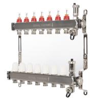 Коллектор Royal Thermo нерж. в сборе с расходомерами 1" ВР-3/4" НР с автомат. воздухоотвод-ми 7 вых.