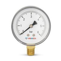 Манометр VARMEGA радиальный 63 мм, 6 бар, 1/4", VMMT10-630602