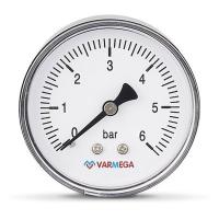 Манометр VARMEGA аксиальный 63 мм, 6 бар, 1/4", VMMT08-630602