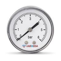 Манометр VARMEGA аксиальный 50 мм, 6 бар, 1/4", VMMT08-500602