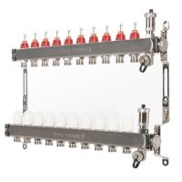 Коллектор Royal Thermo нерж. в сборе с расходомерами 1" ВР-3/4" НР с автомат.воздухоотвод-ми 10 вых.