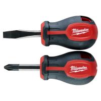 Набор отверток Milwaukee магнитных коротких с трехгранной рукояткой (упак_2шт) SL 4.5/PZ2