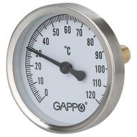 Термометр Gappo биметаллический с погружной гильзой 1/2" x 0-120 гр.