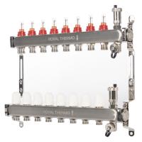 Коллектор Royal Thermo нерж. в сборе с расходомерами 1" ВР-3/4" НР с автомат. воздухоотвод-ми 8 вых.