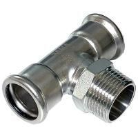 Тройник-пресс для нержавеющих труб Sanha NiroPress 316L ВПр-НР-ВПр, 22×R1/2x22