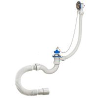 Сифон ОРИО для ванны 1 1/2, с гиб.трубой 40*40/50 дл.370мм, с выпуском и переливом А-40089 (1/30)