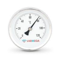 Термометр VARMEGA биметаллич. с погр. гильзой 63 мм, 120гр.С, штуц.50 мм, 1/2", VMMT01-635004