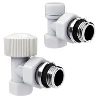 Набор термостатический угловой Royal Thermo Design 1/2"М30х1,5 (Белый)