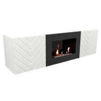 Каминокомплект:Тумба с биокамином Firelight BFP/P-1400V белая+набор керамических дров ель