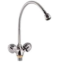 Смеситель БЕЛЫЕ КОЛОДЕЗИ д/кухни 1/2" кер. п/шпильку, с гофриров. гусаком, TYE-1030 (10)