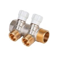 Коллектор латунный MVI 1"x3/4"x2 выхода, с регулирующими вентилями