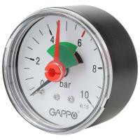 Манометр Gappo аксиальный с указателем предела 1/4" x 10 бар