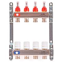 Группа коллекторная Uni-Fitt 1"х4 вых 3/4" с расходом. и термостат. вентилями без конц, нерж. сталь