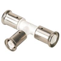 Тройник переходный HENCO сужение в центре , ПВДФ пресс, 20х16х20 белый