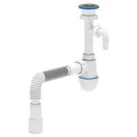 Сифон АНИ пласт д/умыв-ка/мойки бутылочный 1 1/2"x40 с гофрой 40х40/50 с отводом D-70мм C0315