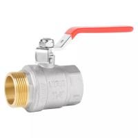 Кран VIEIR шаровый 1/2" ВН, красная ручка, никель (112/14) VR202-01