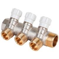 Коллектор латунный MVI 1"x3/4"x3 выхода, с регулирующими вентилями