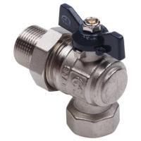 Кран шаровой AQUALINK со сгоном угловой FM 1/2 LU B гайка-штуцер бабочка (100/10)