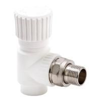 Вентиль Lammin PPR радиат. угл. 20 х 1/2" 100/10, белый