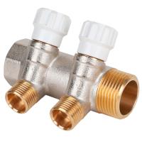Коллектор латунный с регулирующими вентилями MVI 1"x1/2" 2 вых.