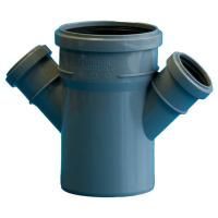 Крестовина одноплоскостная канализационная ПП 110* 50*50*45гр.С мм с раструбом серая (уп.40 шт)