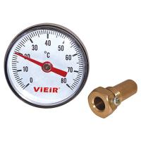 Термометр VIEIR с гильзой d-40 мм 1/4 YL19 (200/1)