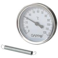 Термометр Gappo биметаллический накладной с пружиной 1"-2" x 0-120C