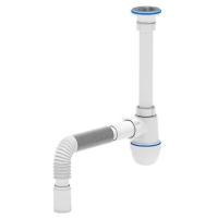 Сифон АНИ пласт д/умыв-ка бутылочный 1 1/4"x40 с гофрой 40х40 вып с нерж решёткой D-65мм C1005