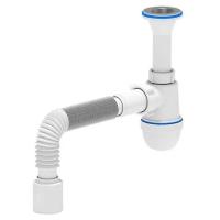 Сифон АНИ пласт д/умыв-ка/мойки бутылочный 1 1/4"x40 с гофрой 40х50 вып литой D-65мм C2010