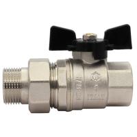 Кран VIEIR шаровый прямой с разьемным соединением (американка) 1" НВ, черн. Бабочка (24) VP224-03