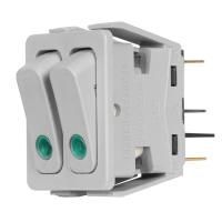 Выключат.клавишный C6003P/С6003PL зеленая линза, серый корпус