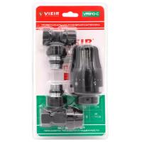 Комплект VIEIR терморегулирующий 1/2" угловой VR310-C черный (25)